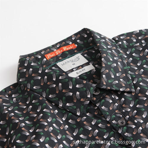 Bomull Långärmad Regular Chic Print herrskjorta